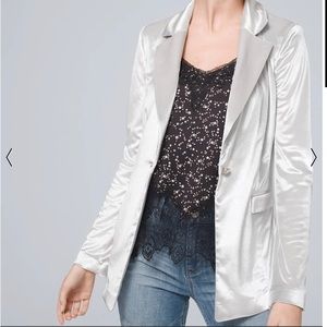 Silver Longline Velvet Blazer